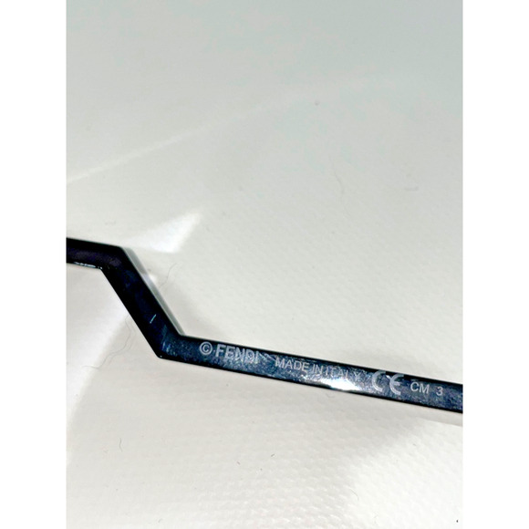 Fendi Cat Eye Sunglasses Blue Tint Lenses Black & Clear Frame Zigzag Arms F 0117